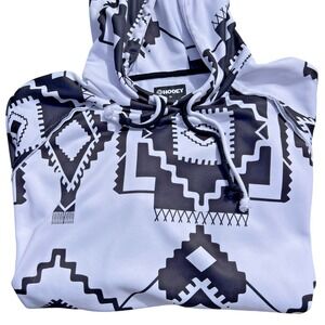Hooey Chaparral Aztec Hoodie Mens XL Black White Western Pullover Sweatshirt